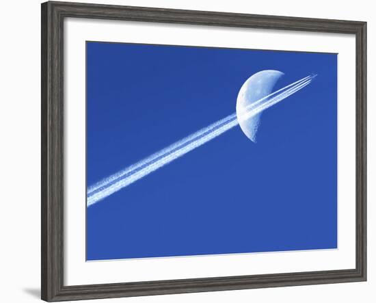 Aeroplane Contrail Against the Moon-Detlev Van Ravenswaay-Framed Photographic Print