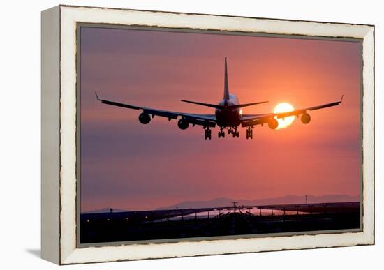 Aeroplane Landing At Sunset, Canada-David Nunuk-Framed Premier Image Canvas