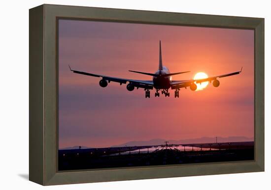 Aeroplane Landing At Sunset, Canada-David Nunuk-Framed Premier Image Canvas