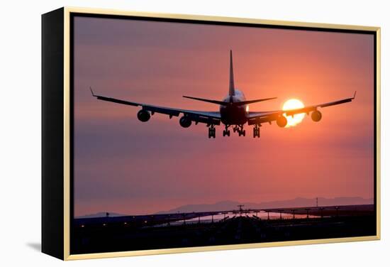 Aeroplane Landing At Sunset, Canada-David Nunuk-Framed Premier Image Canvas