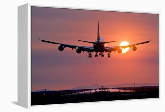 Aeroplane Landing At Sunset, Canada-David Nunuk-Framed Premier Image Canvas