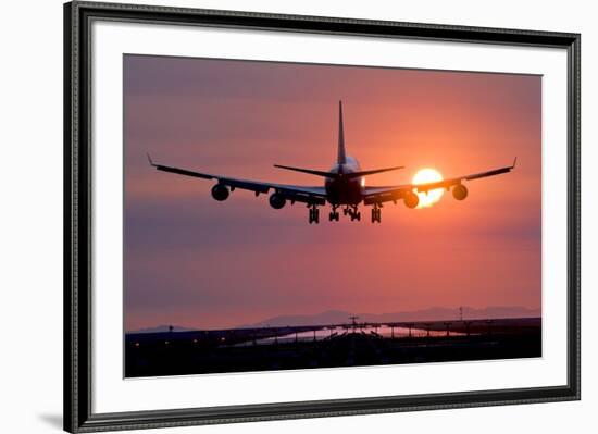 Aeroplane Landing At Sunset, Canada-David Nunuk-Framed Photographic Print