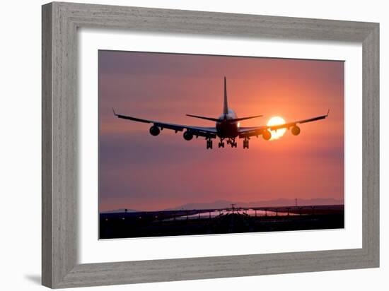 Aeroplane Landing At Sunset, Canada-David Nunuk-Framed Photographic Print