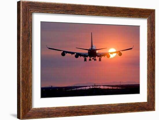 Aeroplane Landing At Sunset, Canada-David Nunuk-Framed Photographic Print