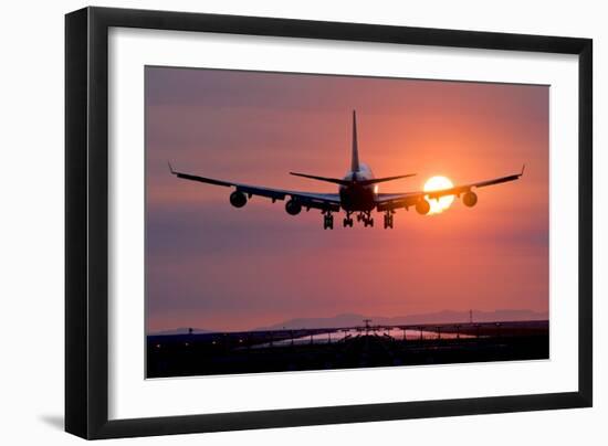 Aeroplane Landing At Sunset, Canada-David Nunuk-Framed Photographic Print