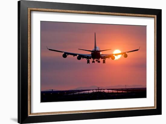 Aeroplane Landing At Sunset, Canada-David Nunuk-Framed Photographic Print