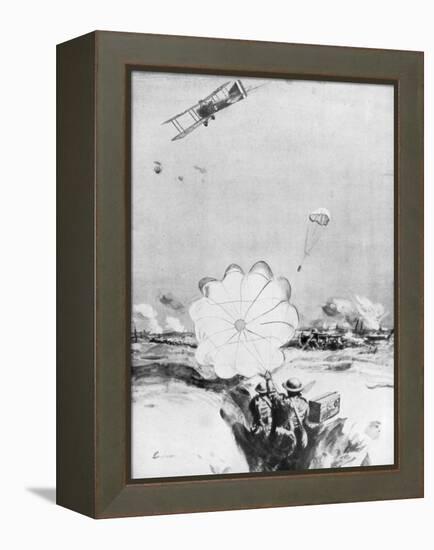 Aeroplane Supplying Ammunition to the British Front Line, World War I, 1914-1918-Joseph Simpson-Framed Premier Image Canvas