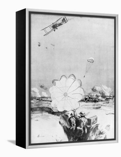 Aeroplane Supplying Ammunition to the British Front Line, World War I, 1914-1918-Joseph Simpson-Framed Premier Image Canvas