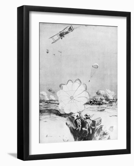 Aeroplane Supplying Ammunition to the British Front Line, World War I, 1914-1918-Joseph Simpson-Framed Giclee Print