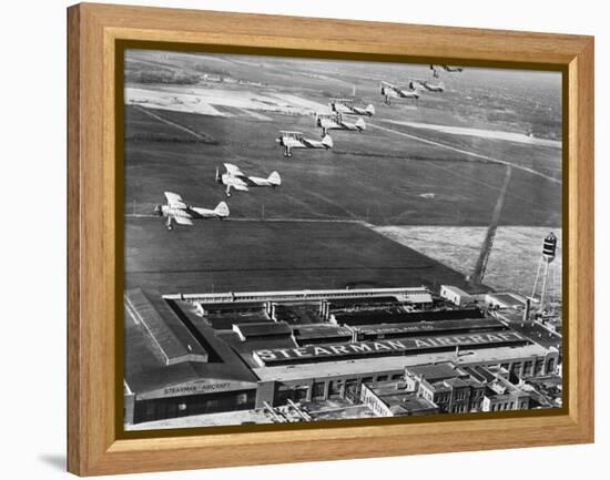 Aeroplanes Flying Above Stearman Aircraft Factory, 1941-null-Framed Premier Image Canvas