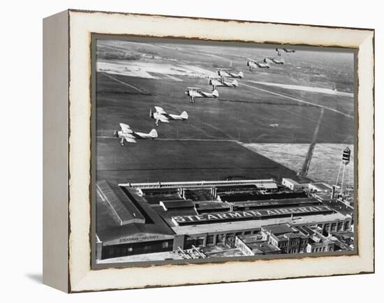 Aeroplanes Flying Above Stearman Aircraft Factory, 1941-null-Framed Premier Image Canvas