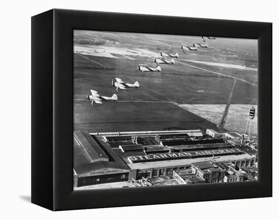 Aeroplanes Flying Above Stearman Aircraft Factory, 1941-null-Framed Premier Image Canvas