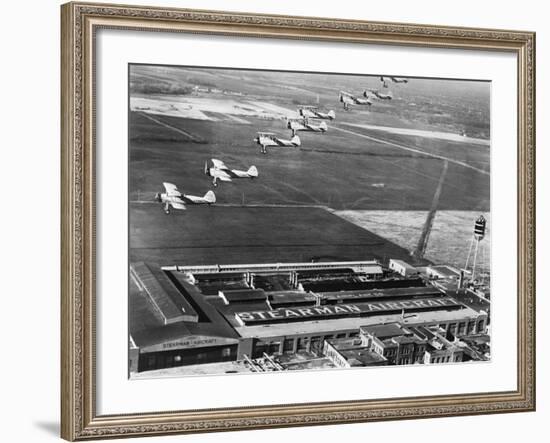 Aeroplanes Flying Above Stearman Aircraft Factory, 1941-null-Framed Photographic Print