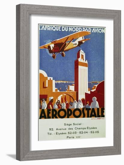 Aeropostale (Airmail), Air Links with North Africa, Billboard, France, 20th Century-null-Framed Giclee Print