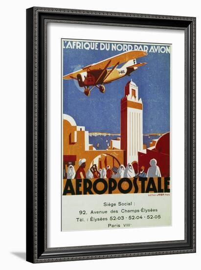 Aeropostale (Airmail), Air Links with North Africa, Billboard, France, 20th Century-null-Framed Giclee Print