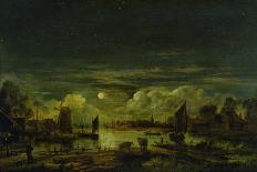 A River Near a Town, by Moonlight, C. 1645-Aert van der Neer-Giclee Print
