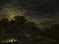 A River Near a Town, by Moonlight, C. 1645-Aert van der Neer-Giclee Print