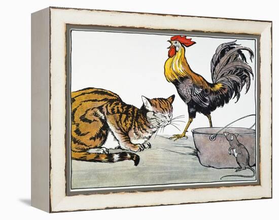Aesop: Cat, Cock, and Mouse-Milo Winter-Framed Premier Image Canvas