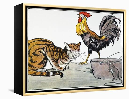 Aesop: Cat, Cock, and Mouse-Milo Winter-Framed Premier Image Canvas