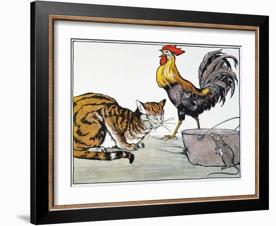 Aesop: Cat, Cock, and Mouse-Milo Winter-Framed Giclee Print