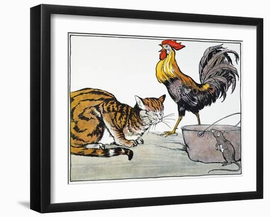 Aesop: Cat, Cock, and Mouse-Milo Winter-Framed Giclee Print
