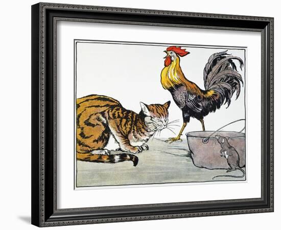 Aesop: Cat, Cock, and Mouse-Milo Winter-Framed Giclee Print