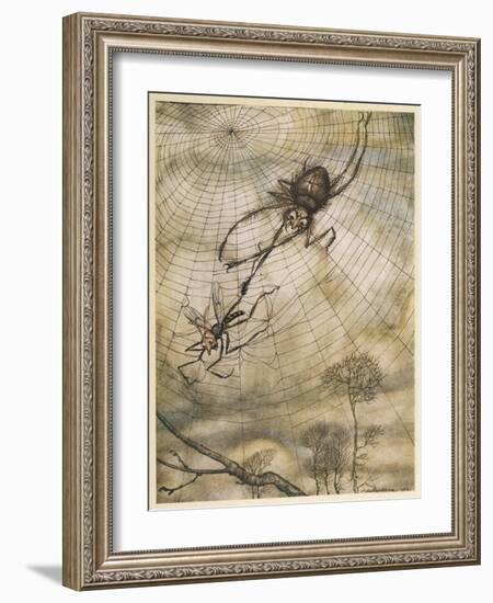 Aesop, Gnat and the Lion-Arthur Rackham-Framed Art Print