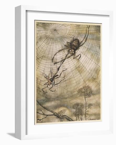 Aesop, Gnat and the Lion-Arthur Rackham-Framed Art Print