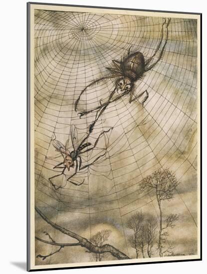 Aesop, Gnat and the Lion-Arthur Rackham-Mounted Art Print