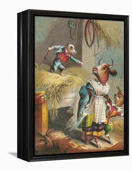 Aesop's Fables, the Dog in the Manger-null-Framed Stretched Canvas