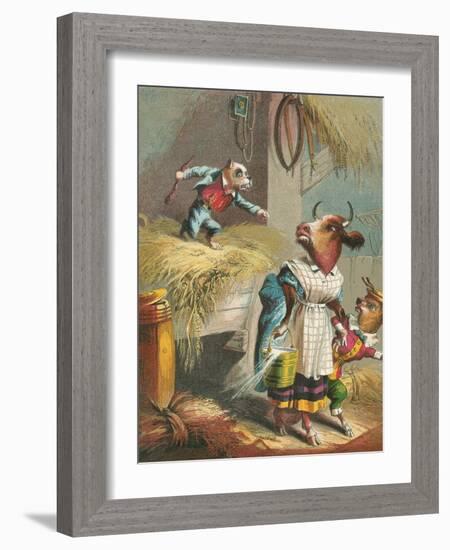 Aesop's Fables, the Dog in the Manger-null-Framed Art Print