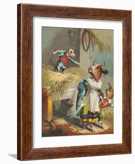 Aesop's Fables, the Dog in the Manger-null-Framed Art Print