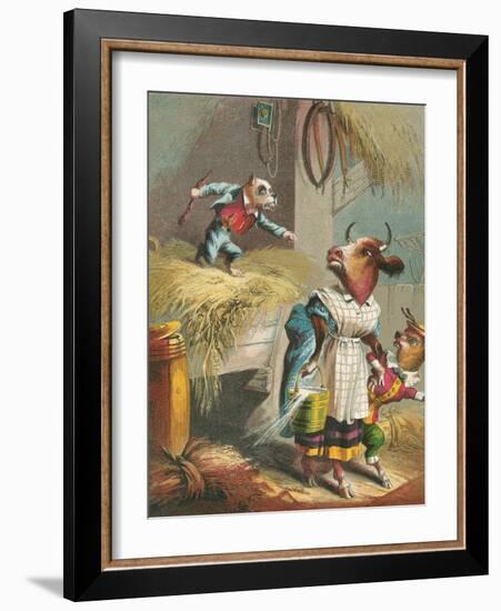 Aesop's Fables, the Dog in the Manger-null-Framed Art Print