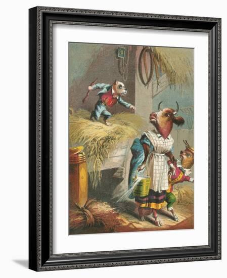 Aesop's Fables, the Dog in the Manger-null-Framed Art Print