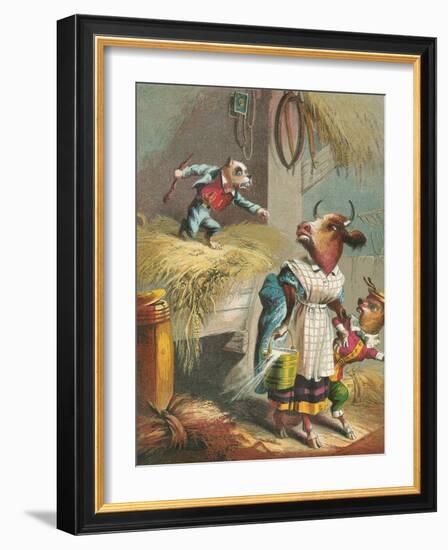 Aesop's Fables, the Dog in the Manger-null-Framed Art Print