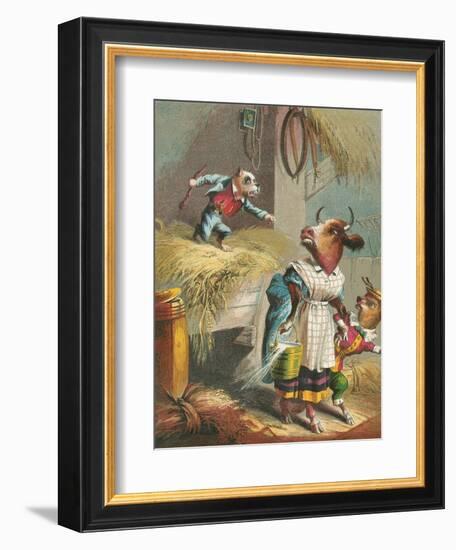 Aesop's Fables, the Dog in the Manger-null-Framed Art Print