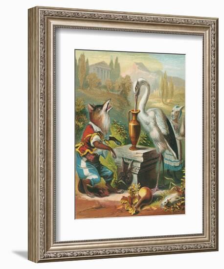 Aesop's Fables, the Fox and the Stork-null-Framed Premium Giclee Print