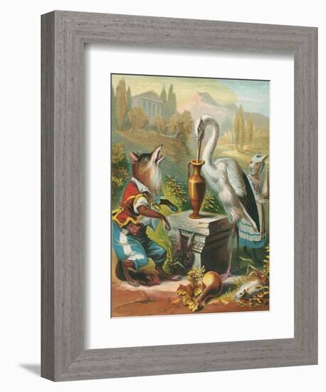 Aesop's Fables, the Fox and the Stork-null-Framed Premium Giclee Print