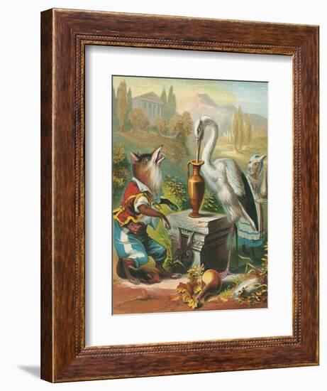 Aesop's Fables, the Fox and the Stork-null-Framed Premium Giclee Print