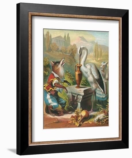 Aesop's Fables, the Fox and the Stork-null-Framed Premium Giclee Print