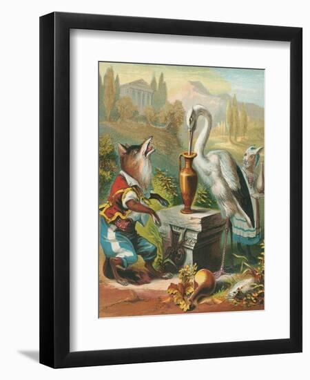 Aesop's Fables, the Fox and the Stork-null-Framed Premium Giclee Print