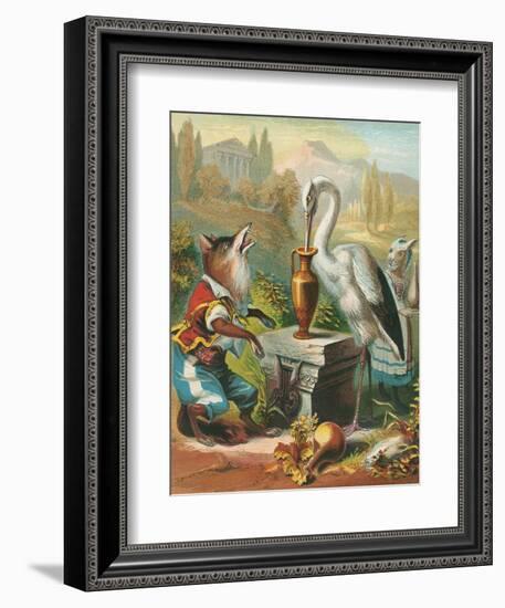 Aesop's Fables, the Fox and the Stork-null-Framed Premium Giclee Print