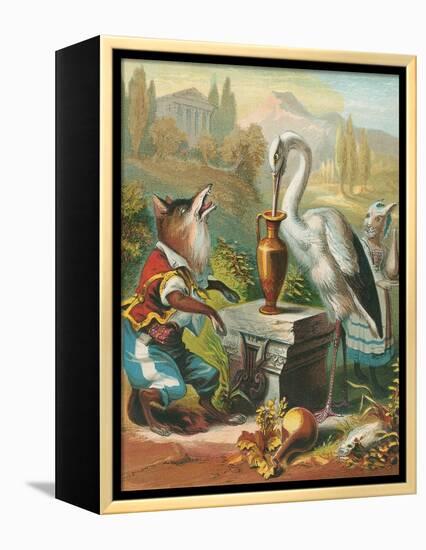 Aesop's Fables, the Fox and the Stork-null-Framed Stretched Canvas