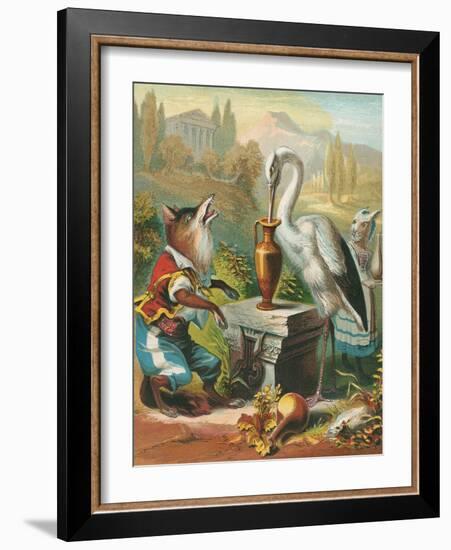 Aesop's Fables, the Fox and the Stork-null-Framed Art Print