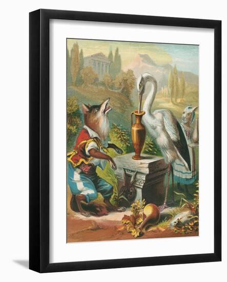 Aesop's Fables, the Fox and the Stork-null-Framed Art Print