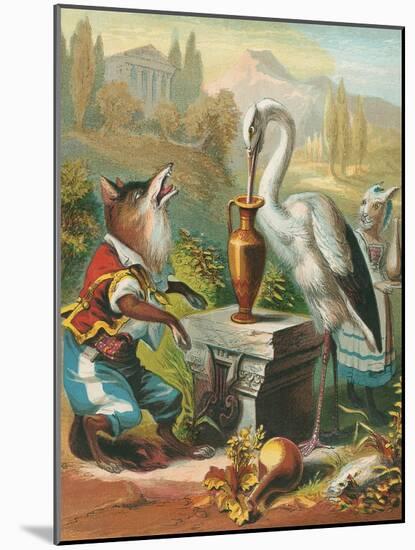 Aesop's Fables, the Fox and the Stork-null-Mounted Art Print