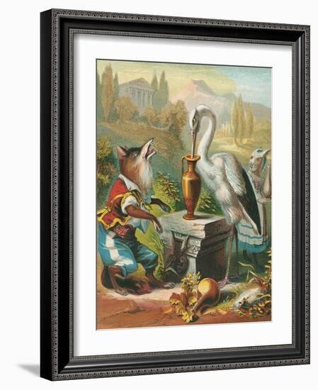 Aesop's Fables, the Fox and the Stork-null-Framed Art Print