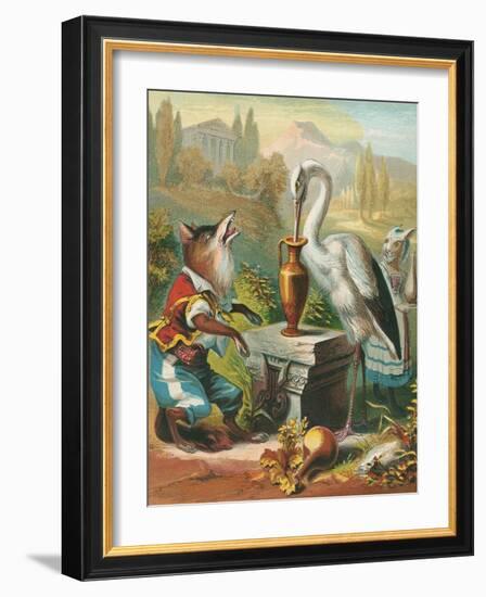 Aesop's Fables, the Fox and the Stork-null-Framed Art Print