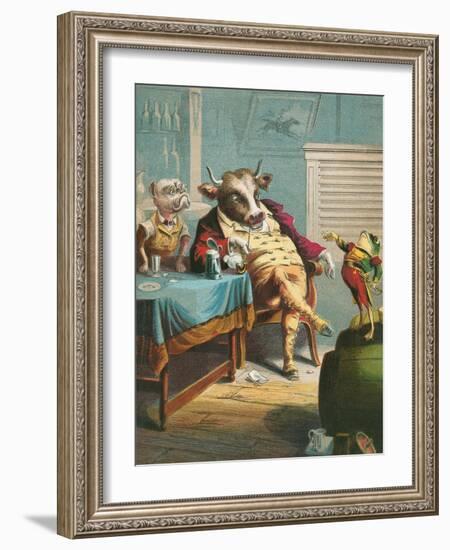 Aesop's Fables, the Ox and the Frogs-null-Framed Art Print