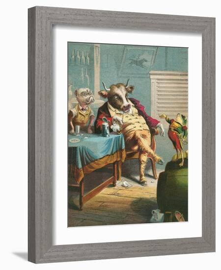 Aesop's Fables, the Ox and the Frogs-null-Framed Art Print